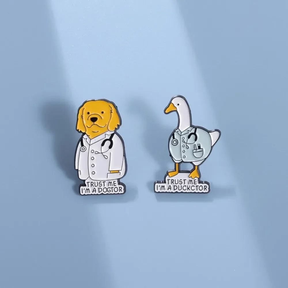 Funny Doctor Animal Pun Lapel Brooches