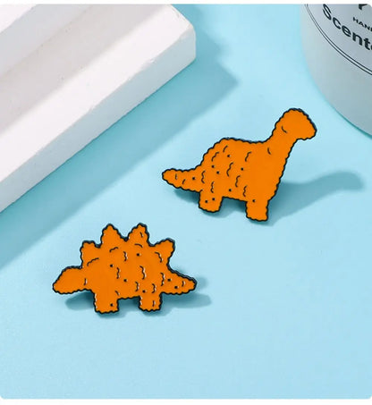 Funny Dino Chicken Nugget 3-Piece Lapel Brooches