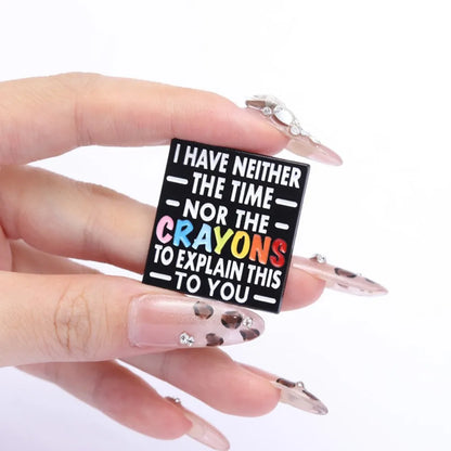 Colorful Crayon Text Square Lapel Brooch