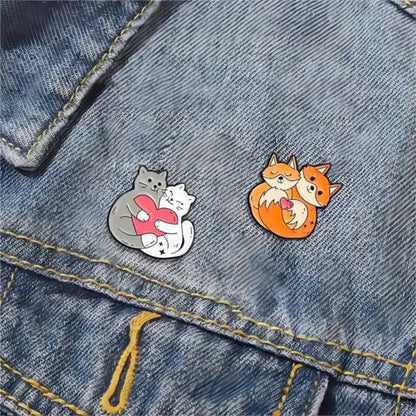 Kawaii Hugging Pet Lapel Brooches