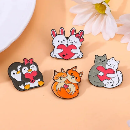 Kawaii Hugging Pet Lapel Brooches