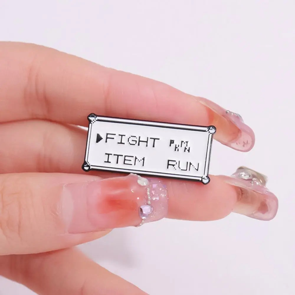Vintage Pixel Game Battle Choice Text Brooch