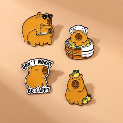 Funny Capybara Animal Brooches with Turtle Crocodile Pelican