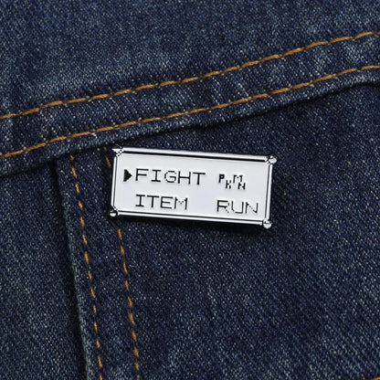 Vintage Pixel Game Battle Choice Text Brooch