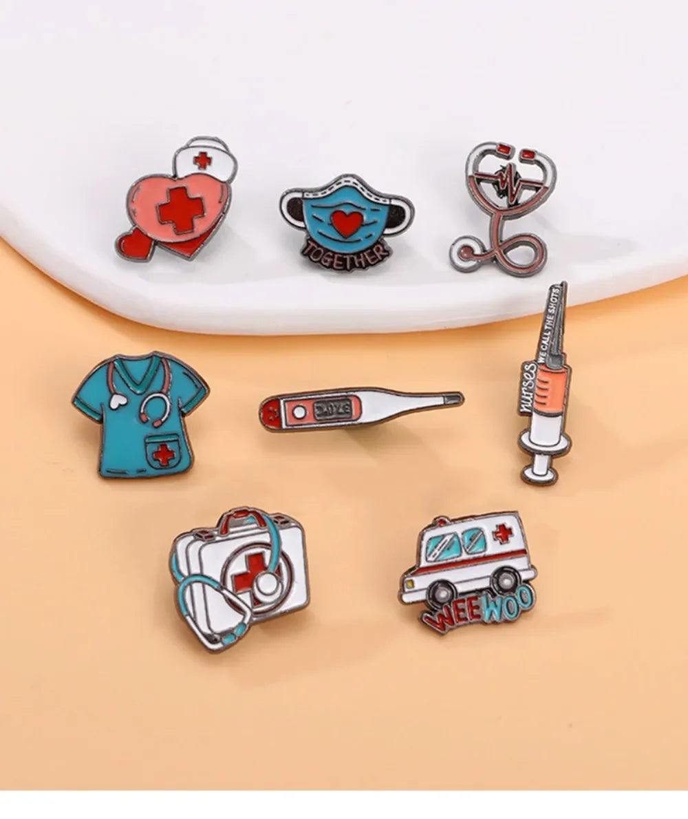 Funny Hospital & Nurse Brooch Set