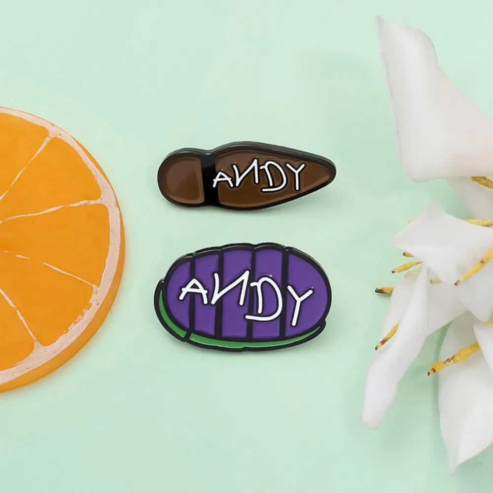 Buzz Woody Andy Name Foot Print Lapel Brooches