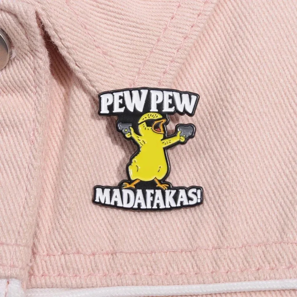 Gangster Duck With Dual Pistols Funny Lapel Brooch