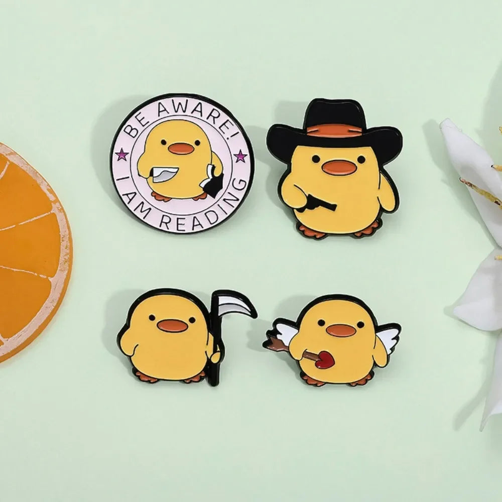 Quirky Yellow Duck Character Brooches