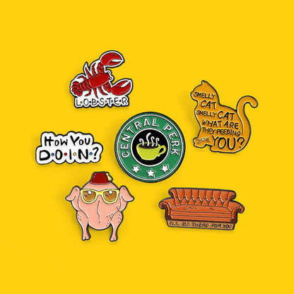 Smelly Cat & Lobster Friends Brooch Set