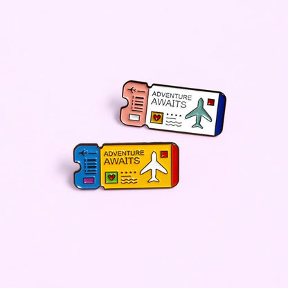 Travel Boarding Pass 2pcs Lapel Brooches