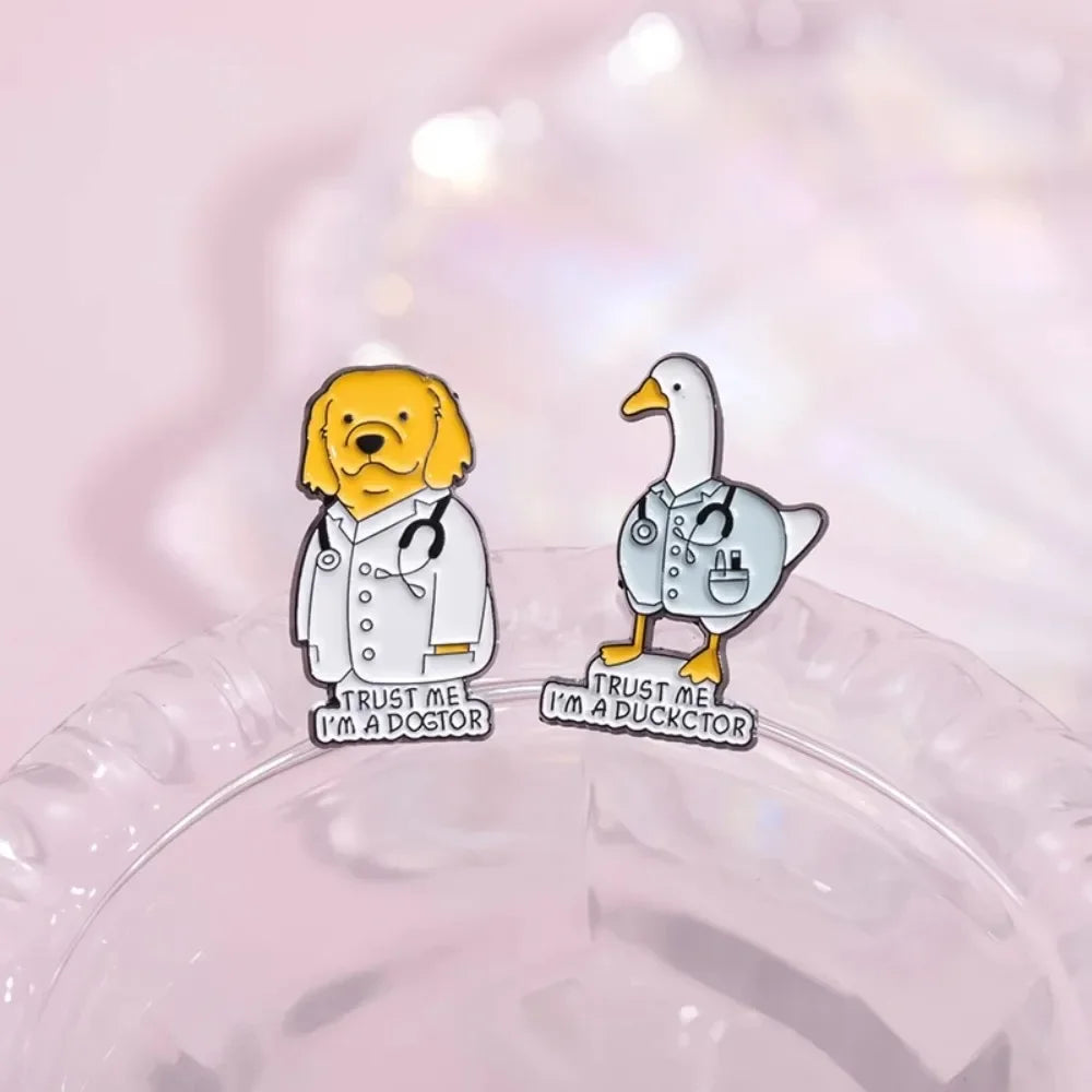 Funny Doctor Animal Pun Lapel Brooches