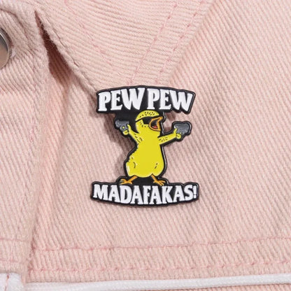Gangster Duck With Dual Pistols Funny Lapel Brooch