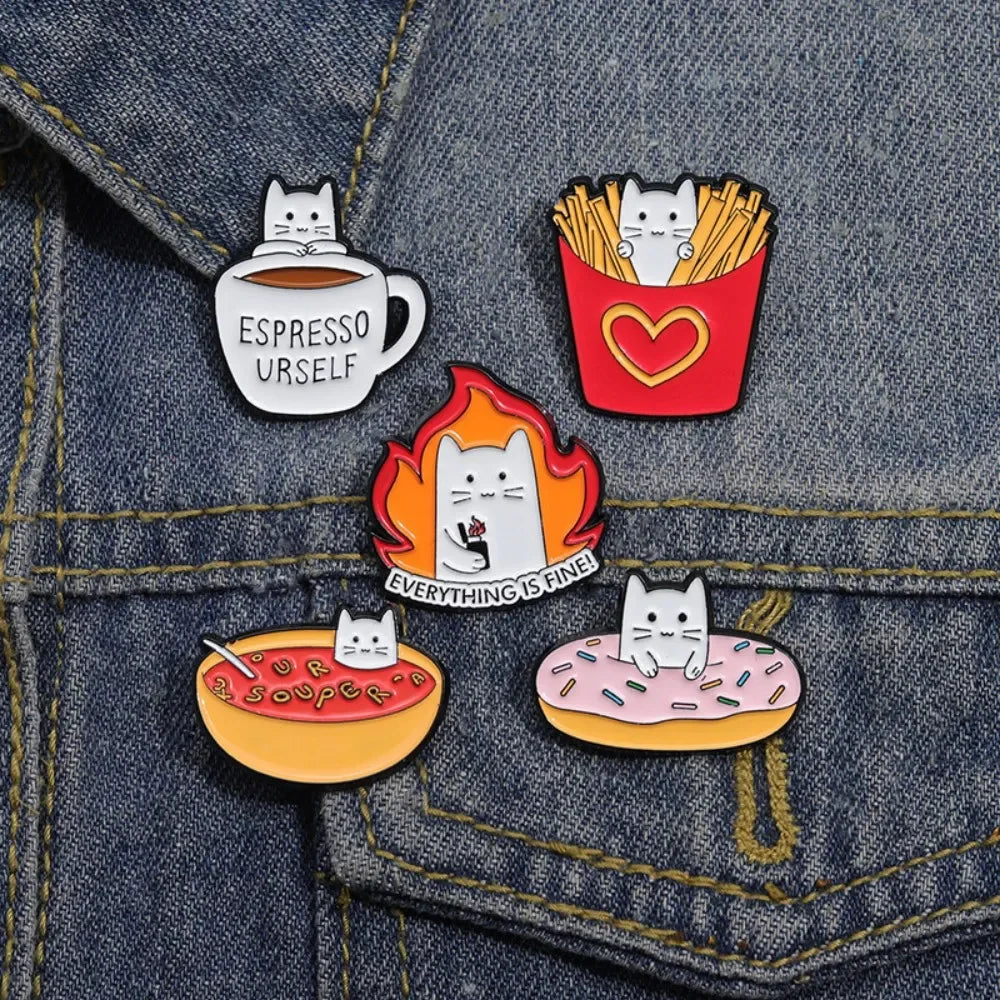 Food Lover Cat Brooch Collection