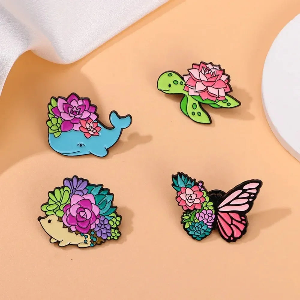 Floral Succulent Creature Brooch Collection