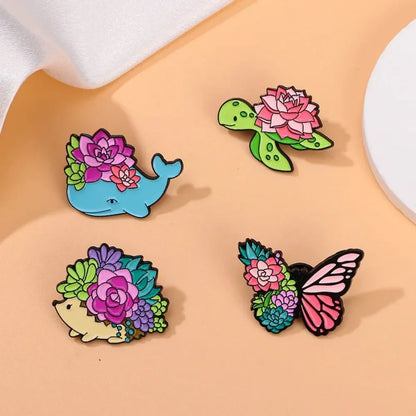 Floral Succulent Creature Brooch Collection