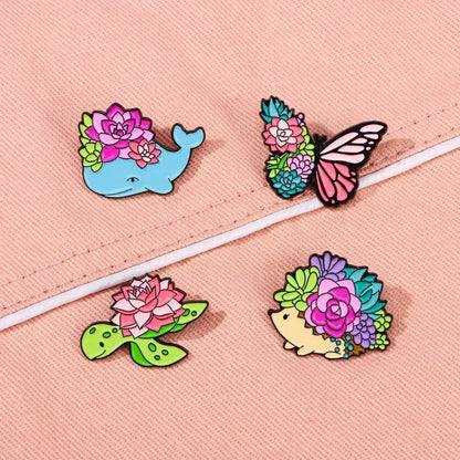 Floral Succulent Creature Brooch Collection