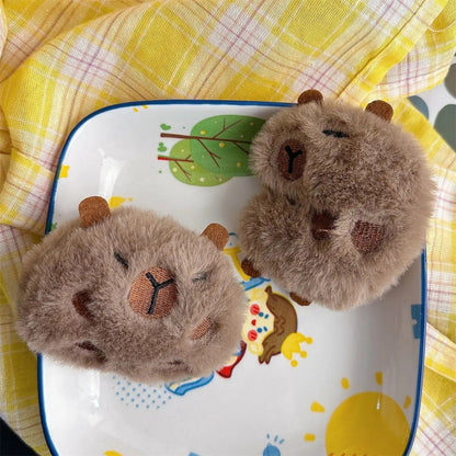 Capybara Plush Enamel Brooch Set