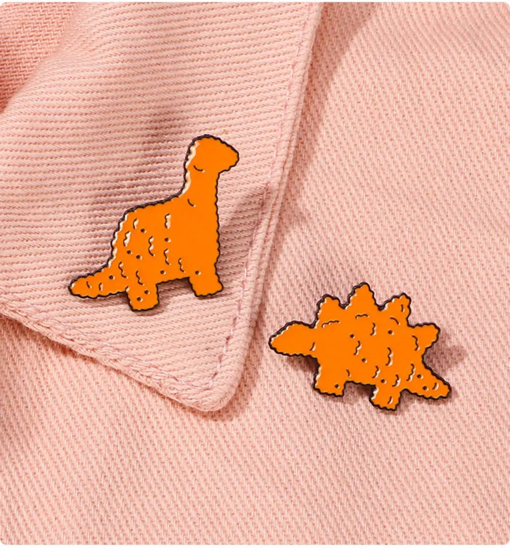 Funny Dino Chicken Nugget 3-Piece Lapel Brooches