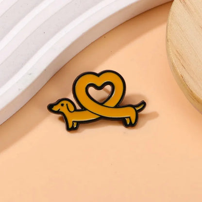 Cute Sausage Dog Love Lapel Brooch