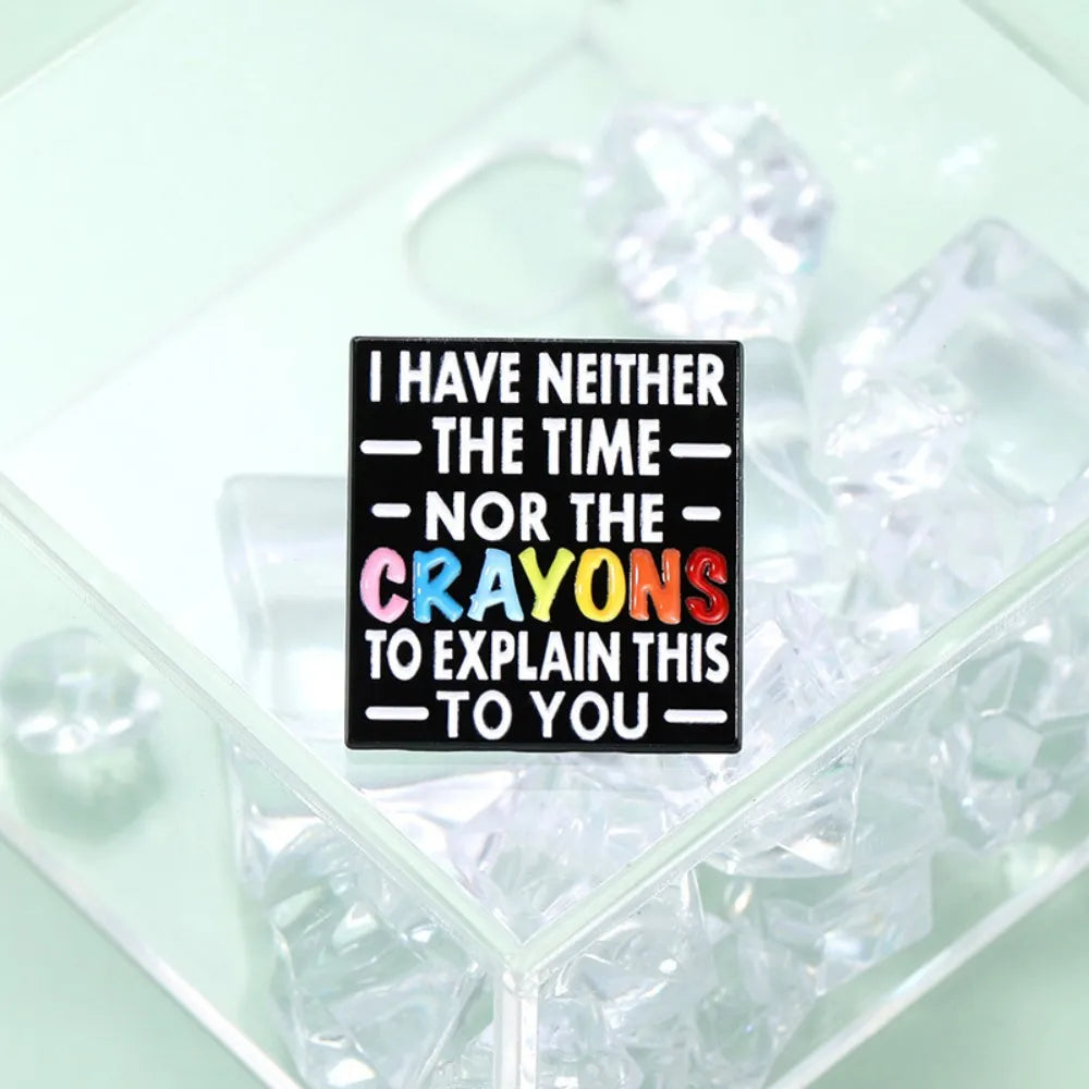 Colorful Crayon Text Square Lapel Brooch