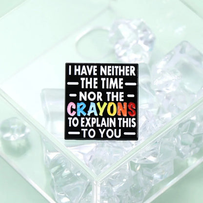 Colorful Crayon Text Square Lapel Brooch