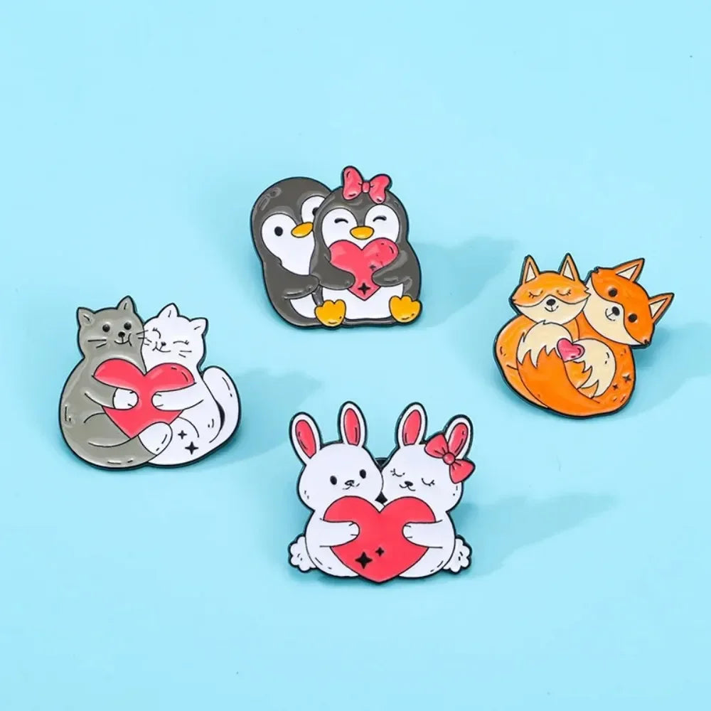 Kawaii Hugging Pet Lapel Brooches