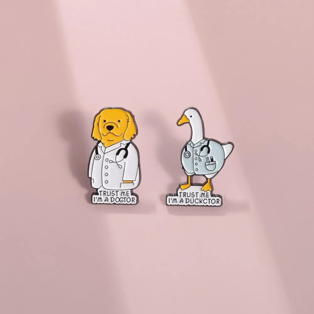 Funny Doctor Animal Pun Lapel Brooches