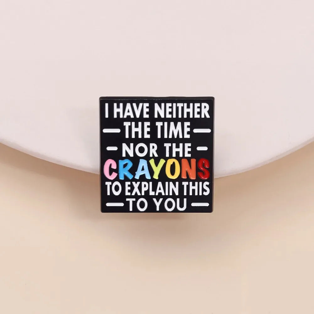Colorful Crayon Text Square Lapel Brooch