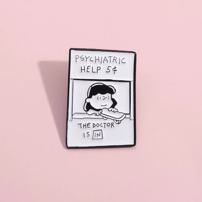 5¢ Therapy Booth Enamel Brooch