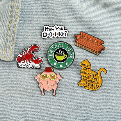 Smelly Cat & Lobster Friends Brooch Set