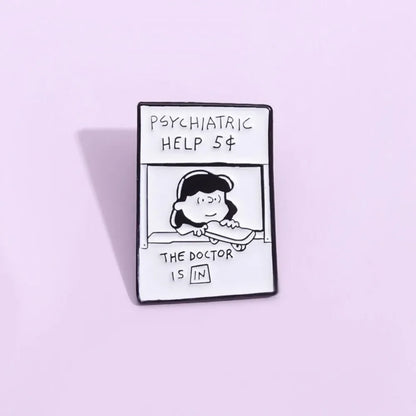 5¢ Therapy Booth Enamel Brooch