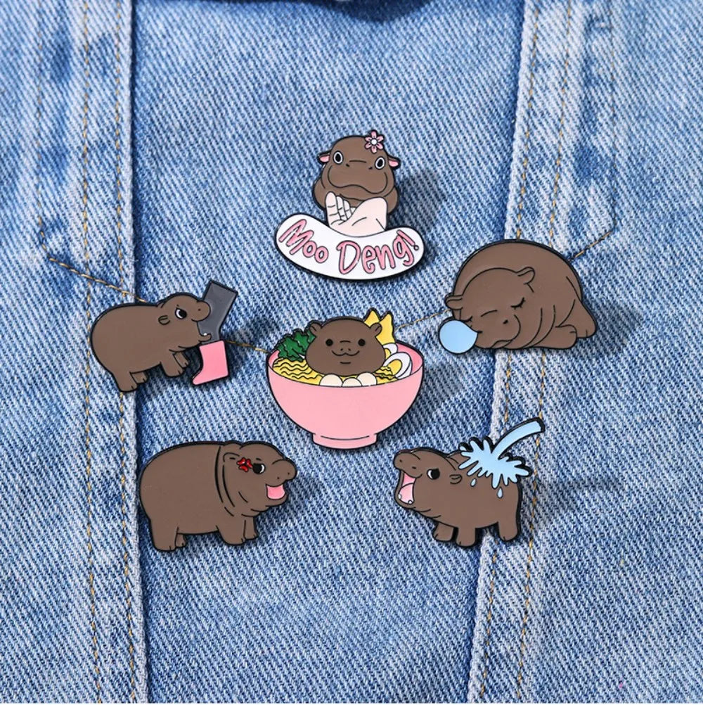 Viral Baby Hippopotamus Cartoon Lapel Brooches