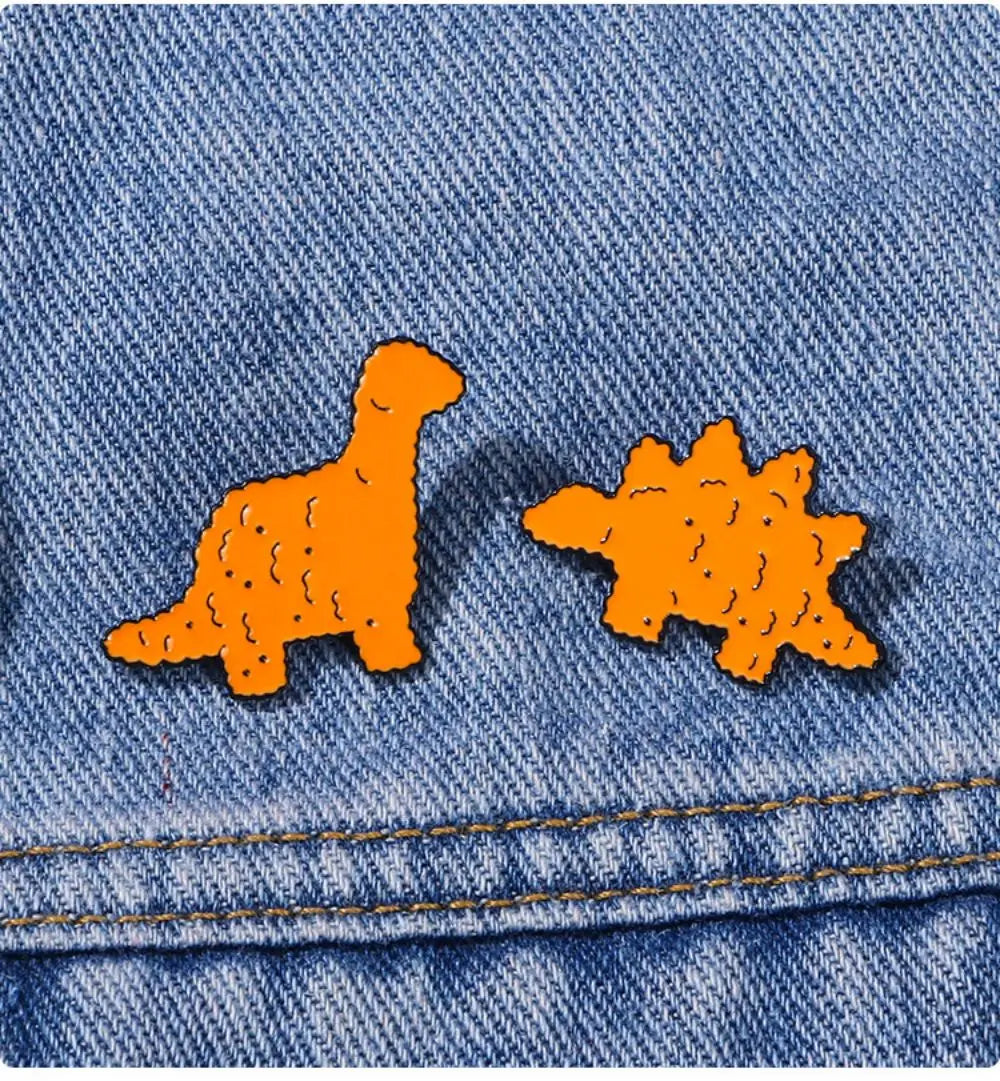 Funny Dino Chicken Nugget 3-Piece Lapel Brooches