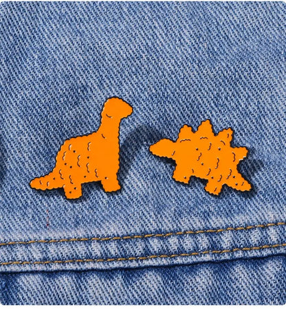 Funny Dino Chicken Nugget 3-Piece Lapel Brooches