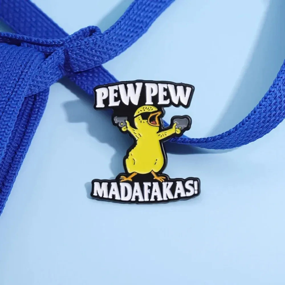 Gangster Duck With Dual Pistols Funny Lapel Brooch