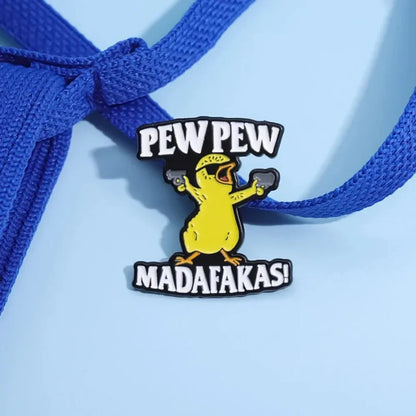 Gangster Duck With Dual Pistols Funny Lapel Brooch