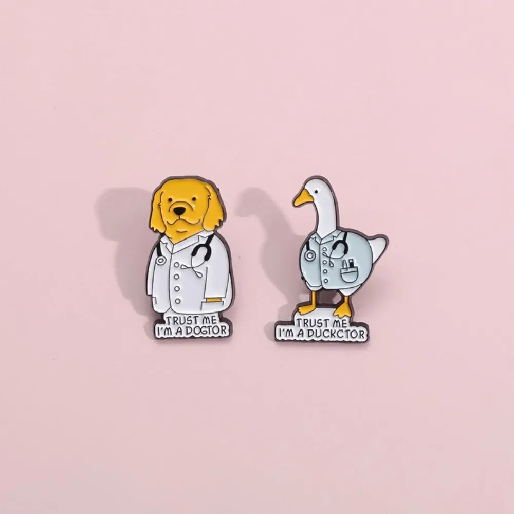 Funny Doctor Animal Pun Lapel Brooches