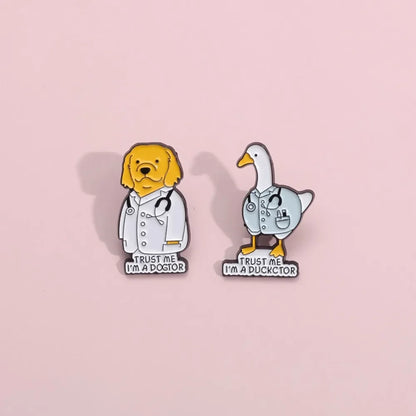 Funny Doctor Animal Pun Lapel Brooches