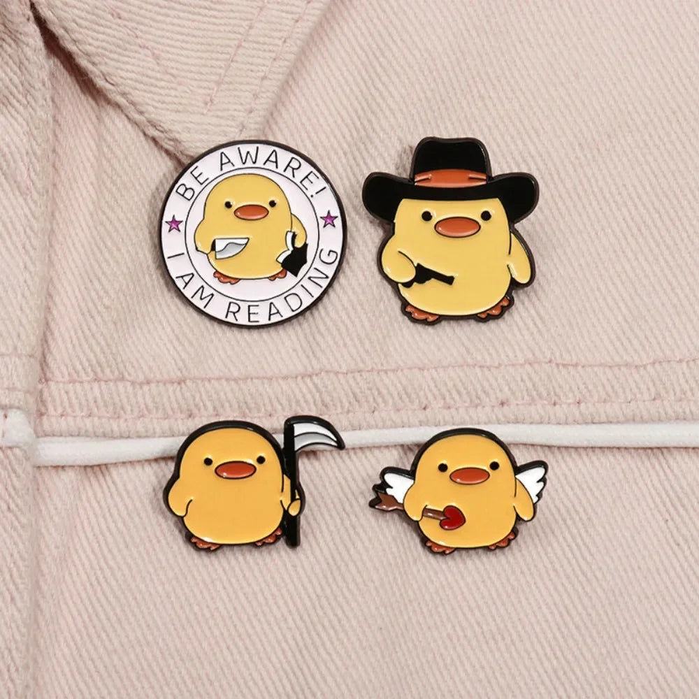 Quirky Yellow Duck Character Brooches