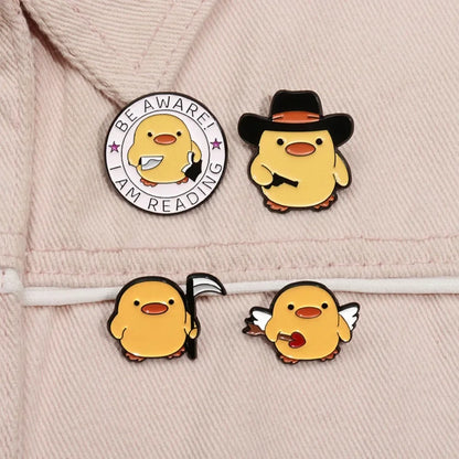 Quirky Yellow Duck Character Brooches