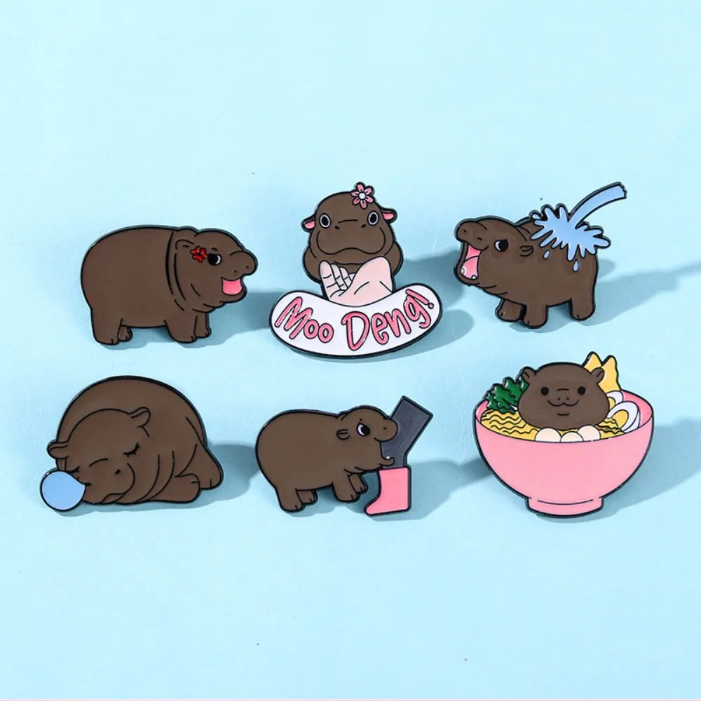 Viral Baby Hippopotamus Cartoon Lapel Brooches