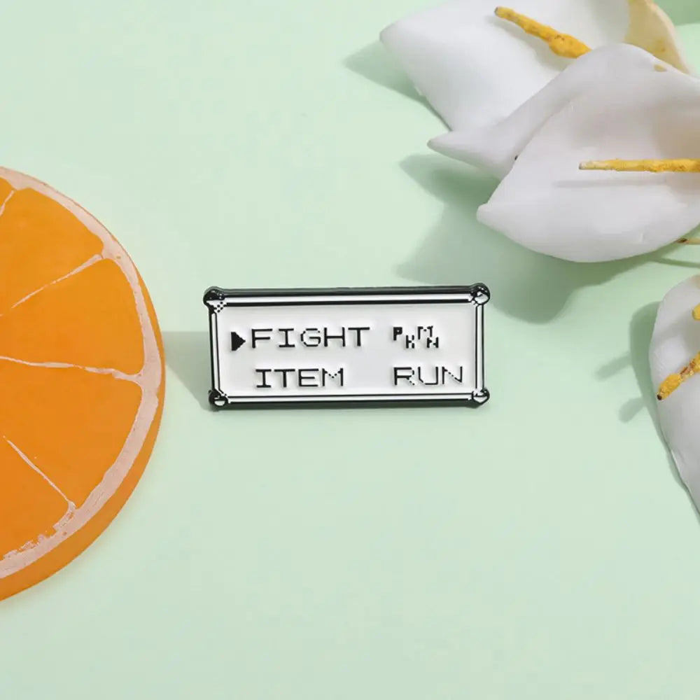 Vintage Pixel Game Battle Choice Text Brooch