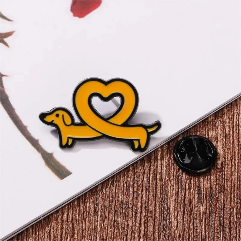 Cute Sausage Dog Love Lapel Brooch