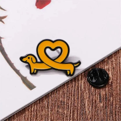 Cute Sausage Dog Love Lapel Brooch