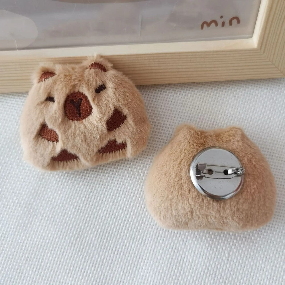 Capybara Plush Enamel Brooch Set