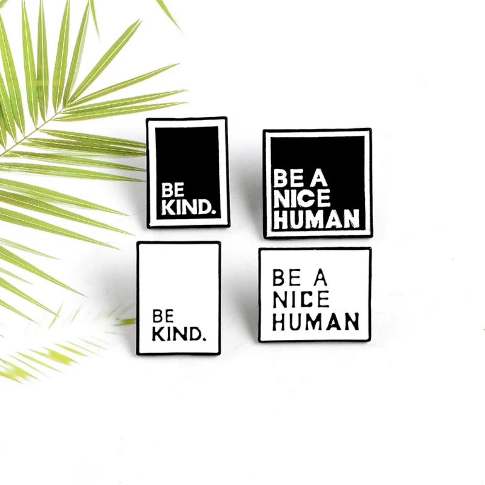 Be Kind Be A Nice Human Minimalist Text Enamel Pins Set