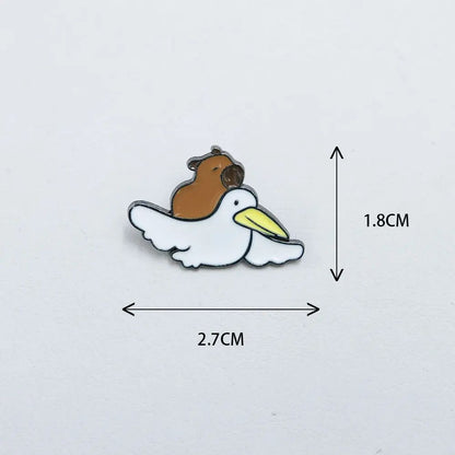 Funny Capybara Animal Brooches with Turtle Crocodile Pelican