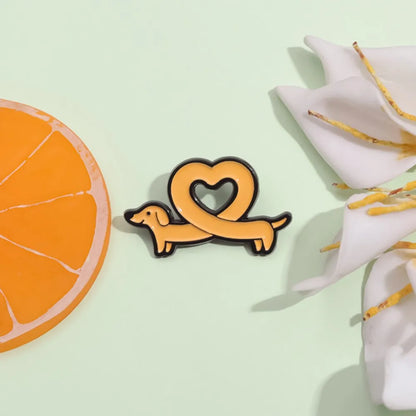 Cute Sausage Dog Love Lapel Brooch