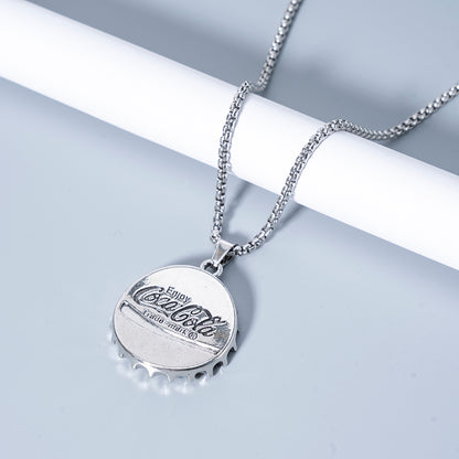 70cm Metal Cola Drink Bottle Cap Pendant Necklace