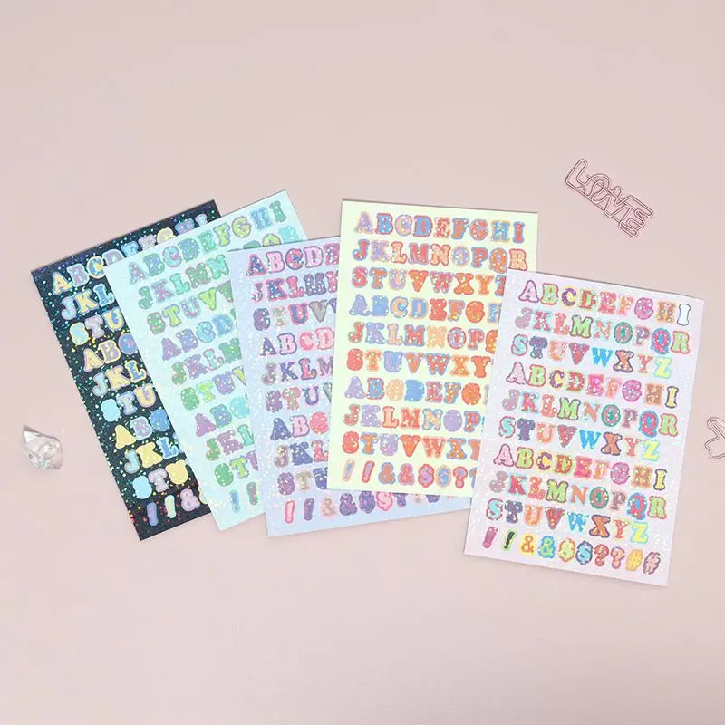 5pcs/set Cartoon Shining Waterproof DIY Sticker PVC Dairy Planner Adhesive Label  Stationery Decorative Kawaii Stickers Art Supplies